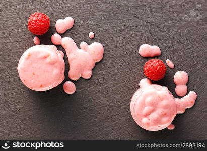 Fresh yogurt with raspberries