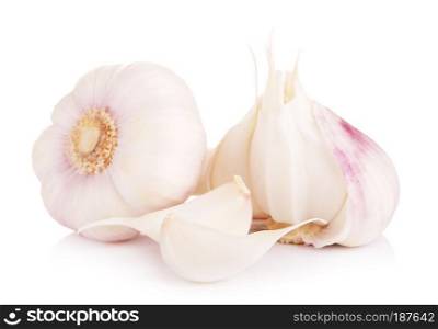 fresh young garlic, isolated on white background. Fresh Young Garlic