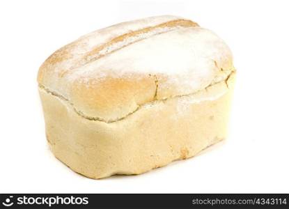 freshly baked loaf of bread isolated on white background
