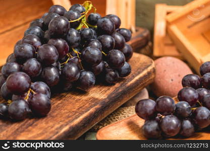 freshly cut fresh grapes in a rustic setting