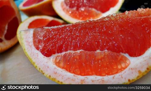 Freshly cut healthy grapefruit.