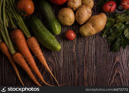 freshly grown raw vegetables. Close up of various freshly grown raw vegetables