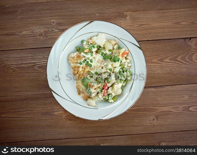 Fricassee of white fish. traditionally a white sauce.