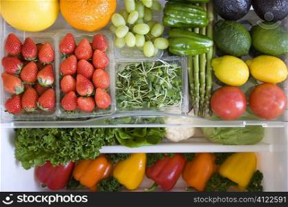 Fridge filled with fruit and vegetable