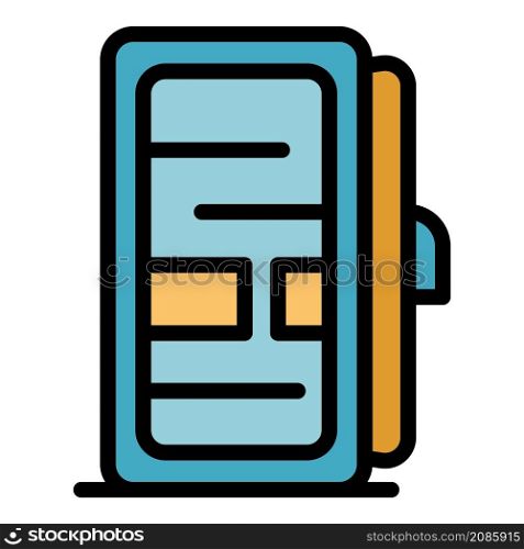 Fridge with open door icon. Outline fridge with open door vector icon color flat isolated. Fridge with open door icon color outline vector