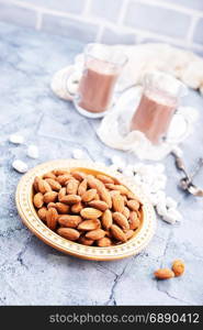 fried almond on plate and on a table