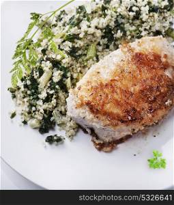 Fried Chicken breast and quinoa salad