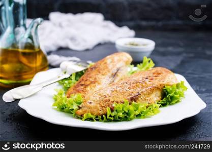 fried chicken breast with sauce on plate