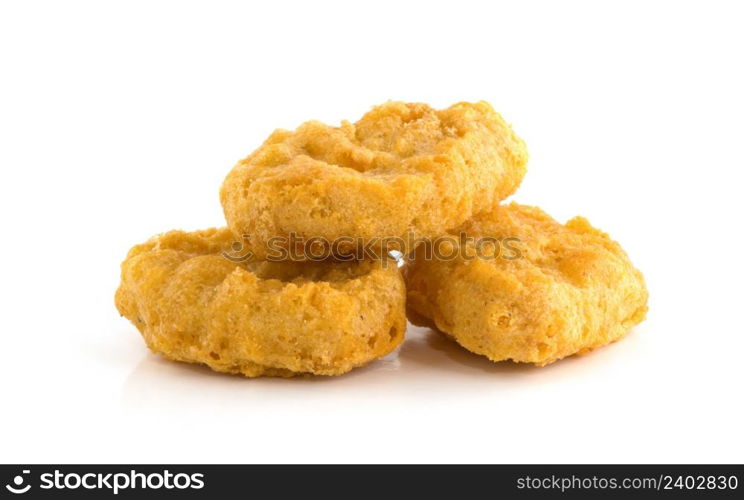 Fried chicken nuggets isolated on white