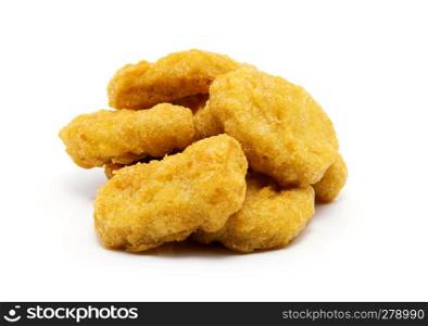 Fried chicken nuggets isolated on white