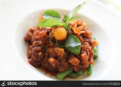 Fried chilly paste with pork