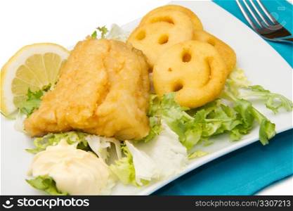 Fried cod fillets with chips
