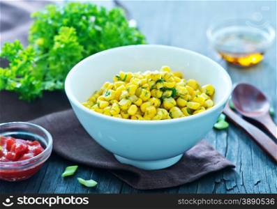 fried corn with butter and spice in the bowl