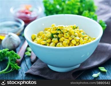 fried corn with butter and spice in the bowl