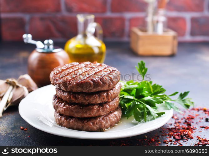 fried cutlets for burger with spice, stock photo