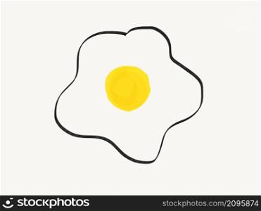 Fried egg isolated on a white background. Fried egg breakfast cartoon icon isolated. Flat omelet meal yolk logo shape symbol design.