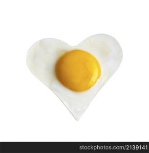 Fried egg like heart isolated on white. Fried egg like heart