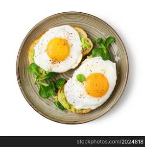 Fried egg on a plate solated on white background.. Fried egg