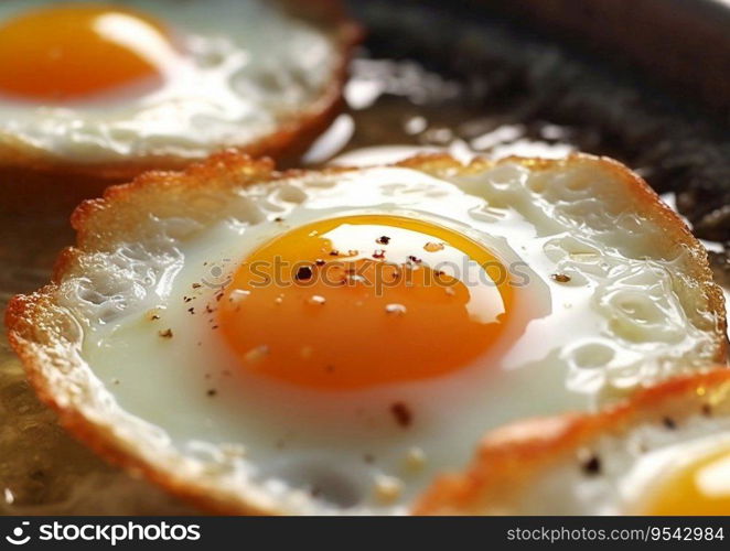 Fried egg with pepper on fresh crispy bread.AI Generative.