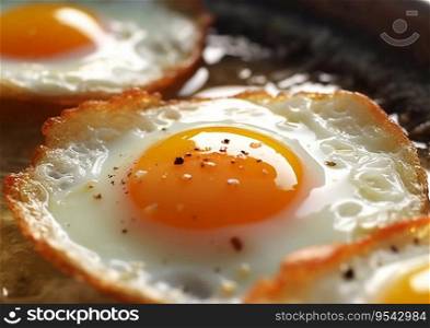 Fried egg with pepper on fresh crispy bread.AI Generative.