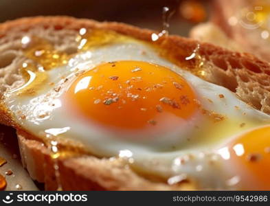 Fried egg with pepper on fresh crispy bread.AI Generative.
