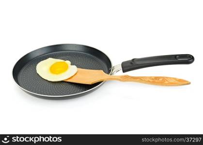 fried eggs in a pan isolated on white background