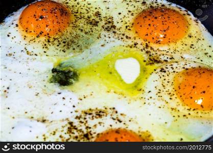Fried Eggs. Sunny side up or fried eggs. Cooking ingredients from a farmers markets for breakfast
