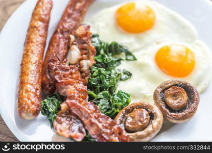 Fried eggs with bacon