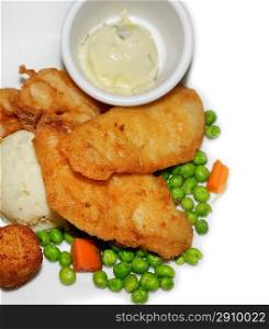 Fried Fish Ahd Scallops With Vegetables