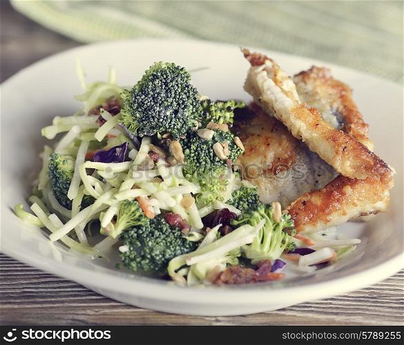 Fried Fish Fillets and Salad