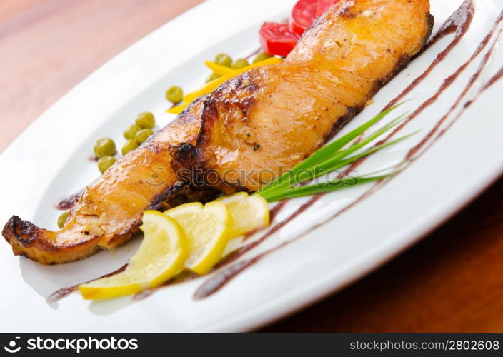 Fried fish in the plate