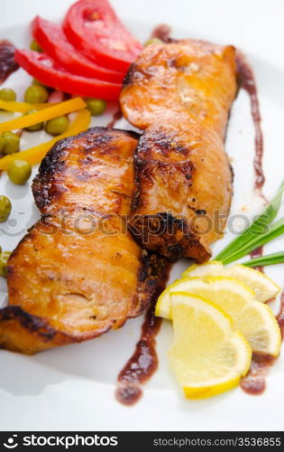 Fried fish in the plate