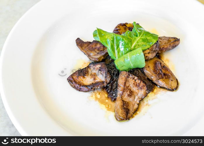 Fried Foie gras grilled, gourmet French cuisine.