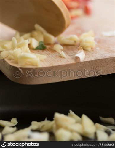 Fried Garlic Representing Food Preparation And Spice