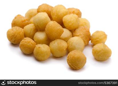 Fried mashed potato and cheese balls isolated on white