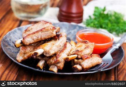 fried meat with sauce on a table