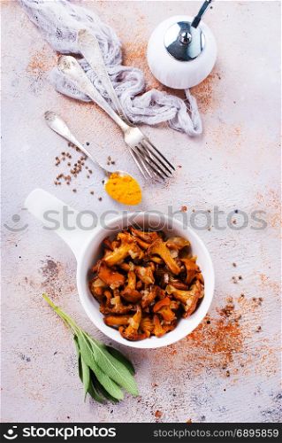 fried mushroom in bowl and on a table