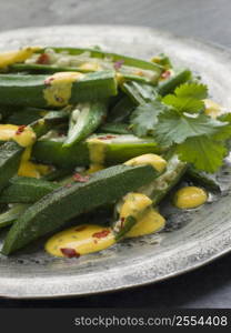 Fried Okra with Yoghurt and Coriander Curry