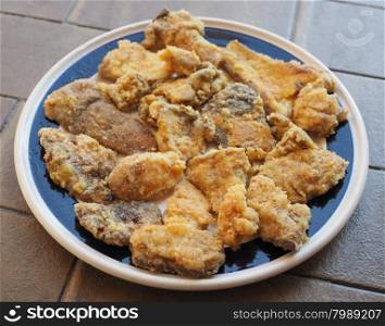 Fried porcini mushrooms. Fried porcini mushrooms in a dish