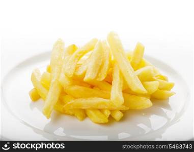 Fried potato on a white plate on the table