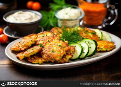 Fried potato pancakes on the old wooden background