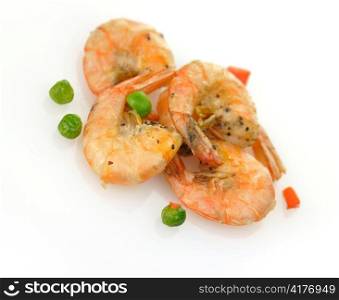 fried prawn food on a white background