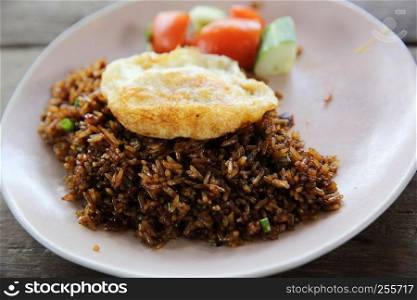 Fried rice nasi goreng with chicken and vegetables