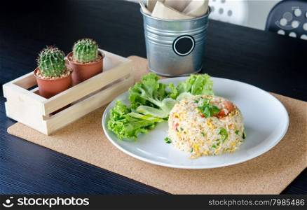 fried rice with shrimp close up