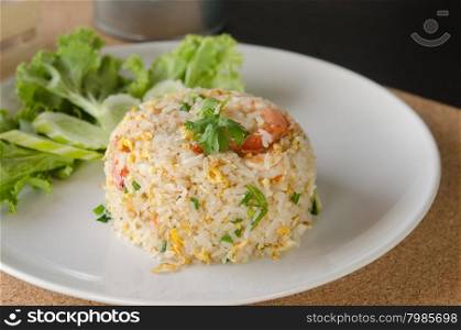 fried rice with shrimp close up