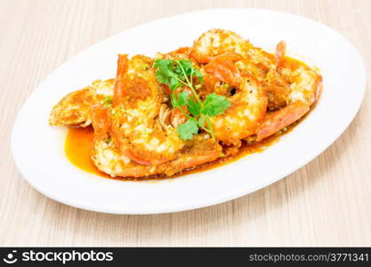 Fried river prawn shrimp with pepper and garlic sauce