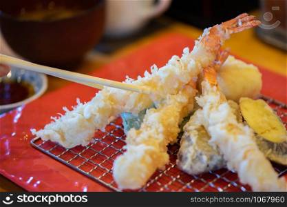 Fried shrimp batter, a famous Japanese food Popular as a main food National food concept, healthy food, fresh food