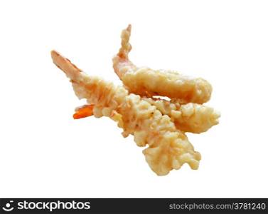Fried Shrimps , Tempura Japanese cuisine on white