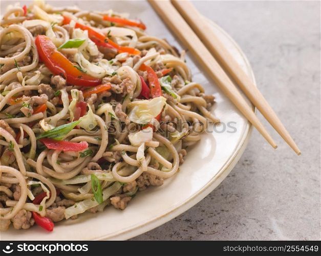 Fried Soba Noodles with Pork and Cabbage