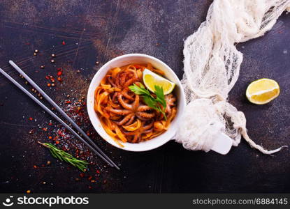 fried spaghetty with shrimp and aroma spice